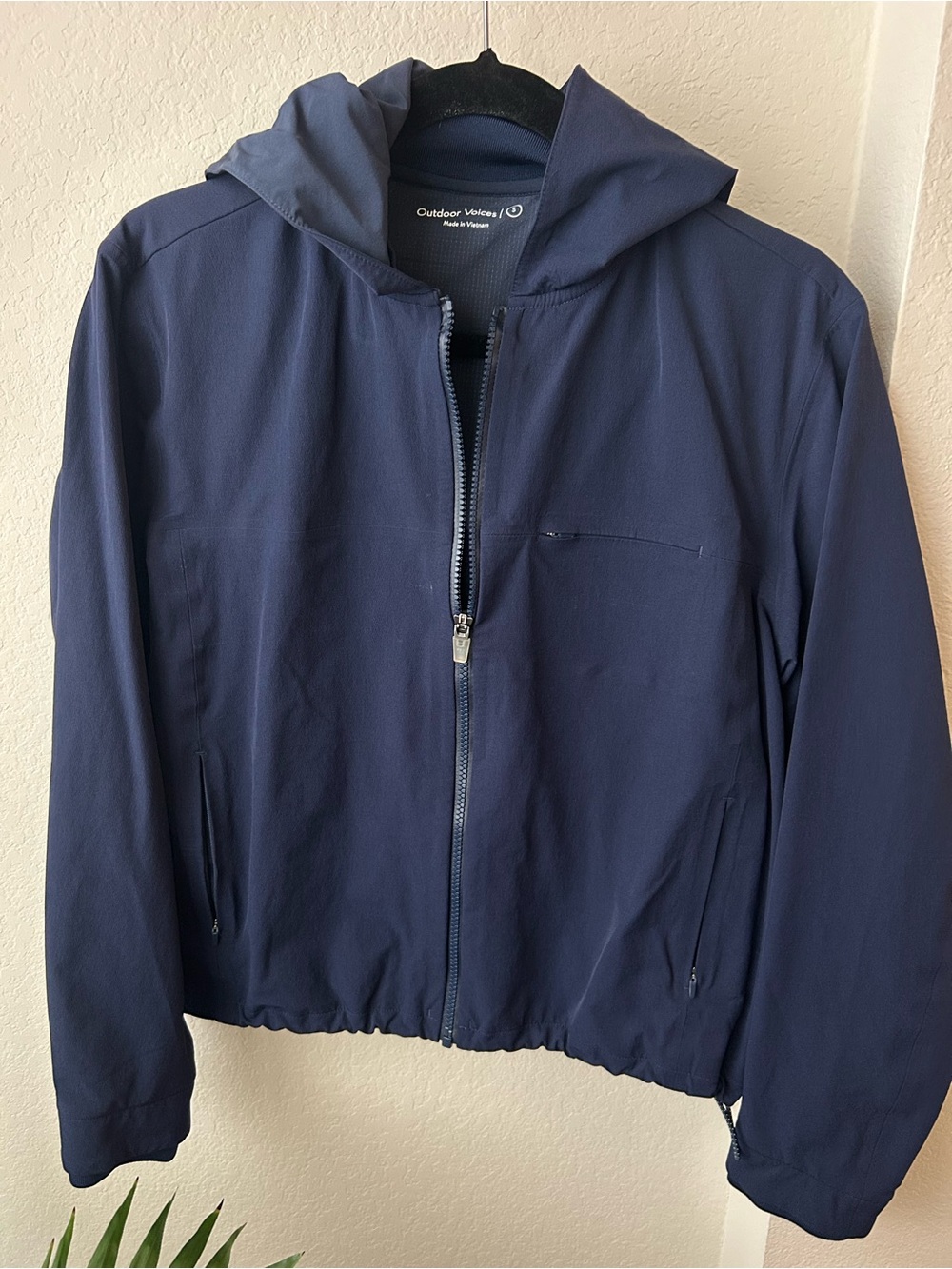 Outdoor Voices Rectrek Jacket Navy Hooded Windbreaker